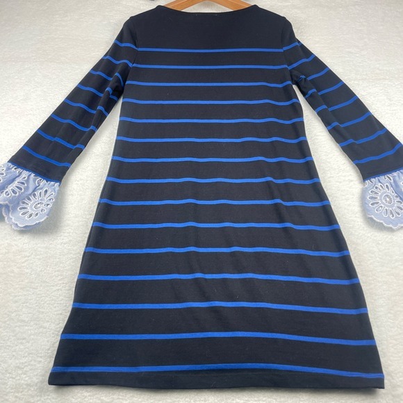 Beach Lunch Lounge Sz S Striped 100% Cotton Knit Sweaterdress Midi Long Sleeves - Picture 16 of 16